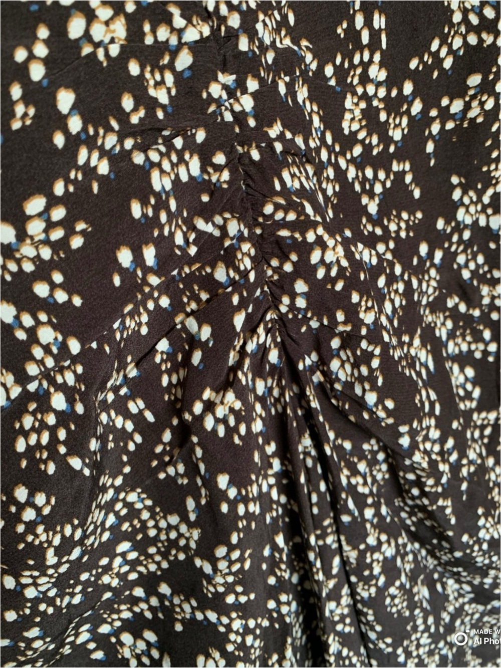 Madewell Ruched Midi Shirtdress in Bridgette Spots Brown Long Sleeve Size 2 NWT - Picture 10 of 17